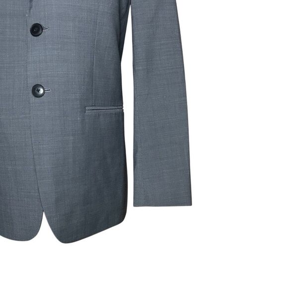 DKNY Gray Long Sleeve Skinny Fit Blazer Jacket Size 16R Wool Blend 2 Buttons - Picture 3 of 13